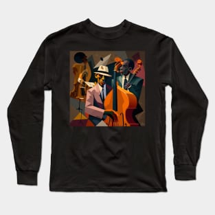 Abstract Art - men playing music, JAZZ men Long Sleeve T-Shirt